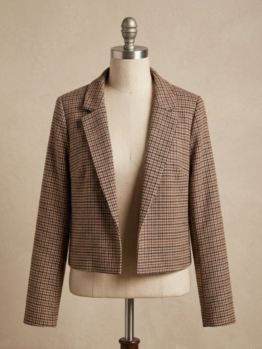 MAURICES Brown Purple Black Cream Houndstooth Blazer Jacket LIKE NEW